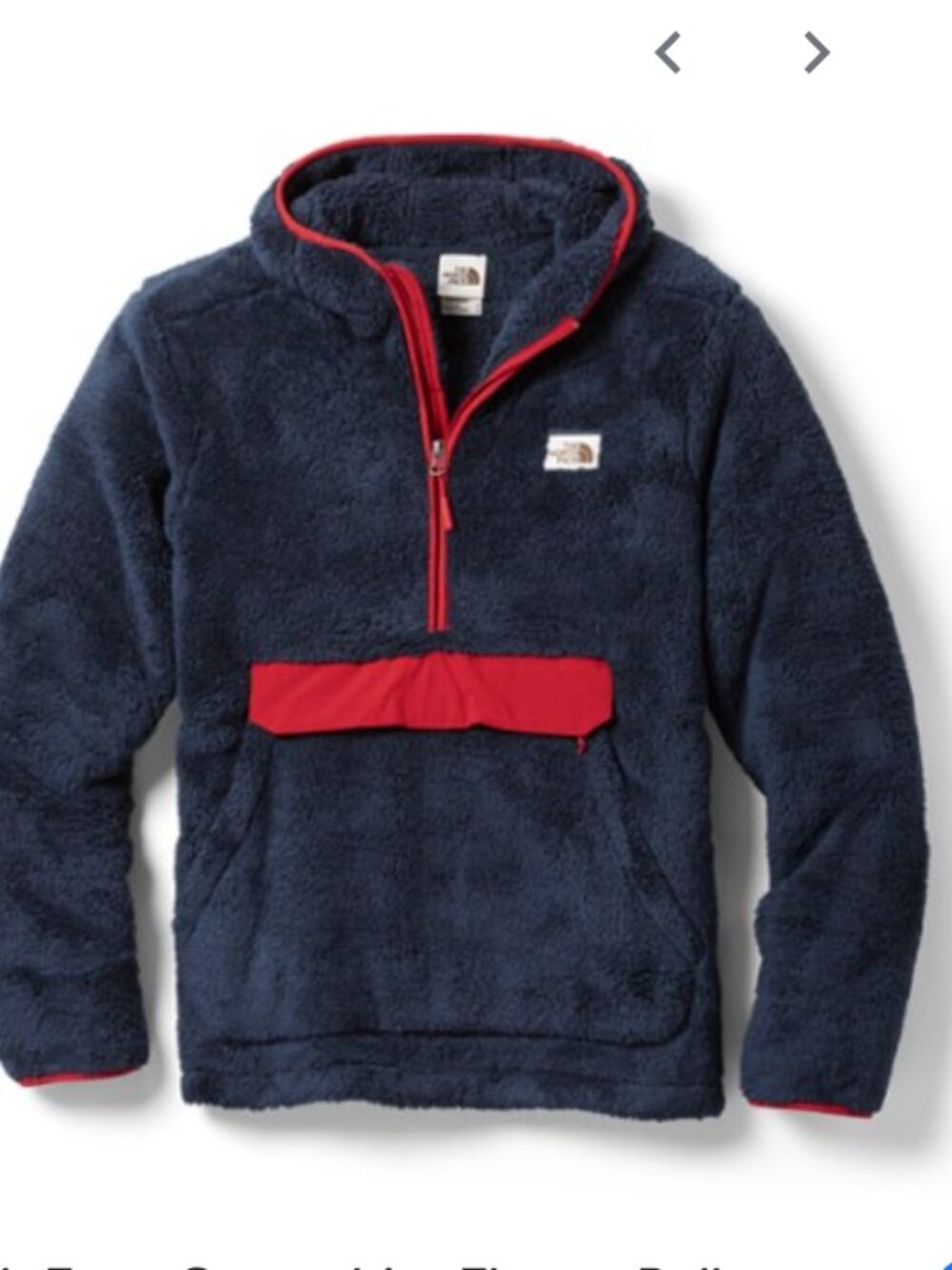 The North Face Campshire Fleece Pullover Hoodie Men's navy blue red fur sherpa M
